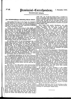 Provinzial-Correspondenz vom 07.11.1883