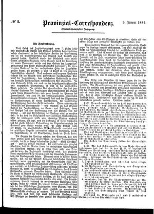 Provinzial-Correspondenz vom 09.01.1884