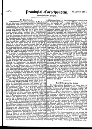 Provinzial-Correspondenz vom 23.01.1884