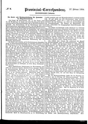 Provinzial-Correspondenz vom 27.02.1884