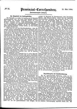 Provinzial-Correspondenz vom 21.05.1884